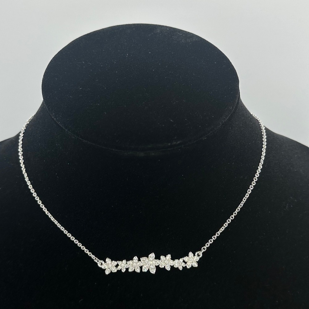 INC Flower Cluster Pendant Necklace Women OS Silver New Crystal Rhodium Plated